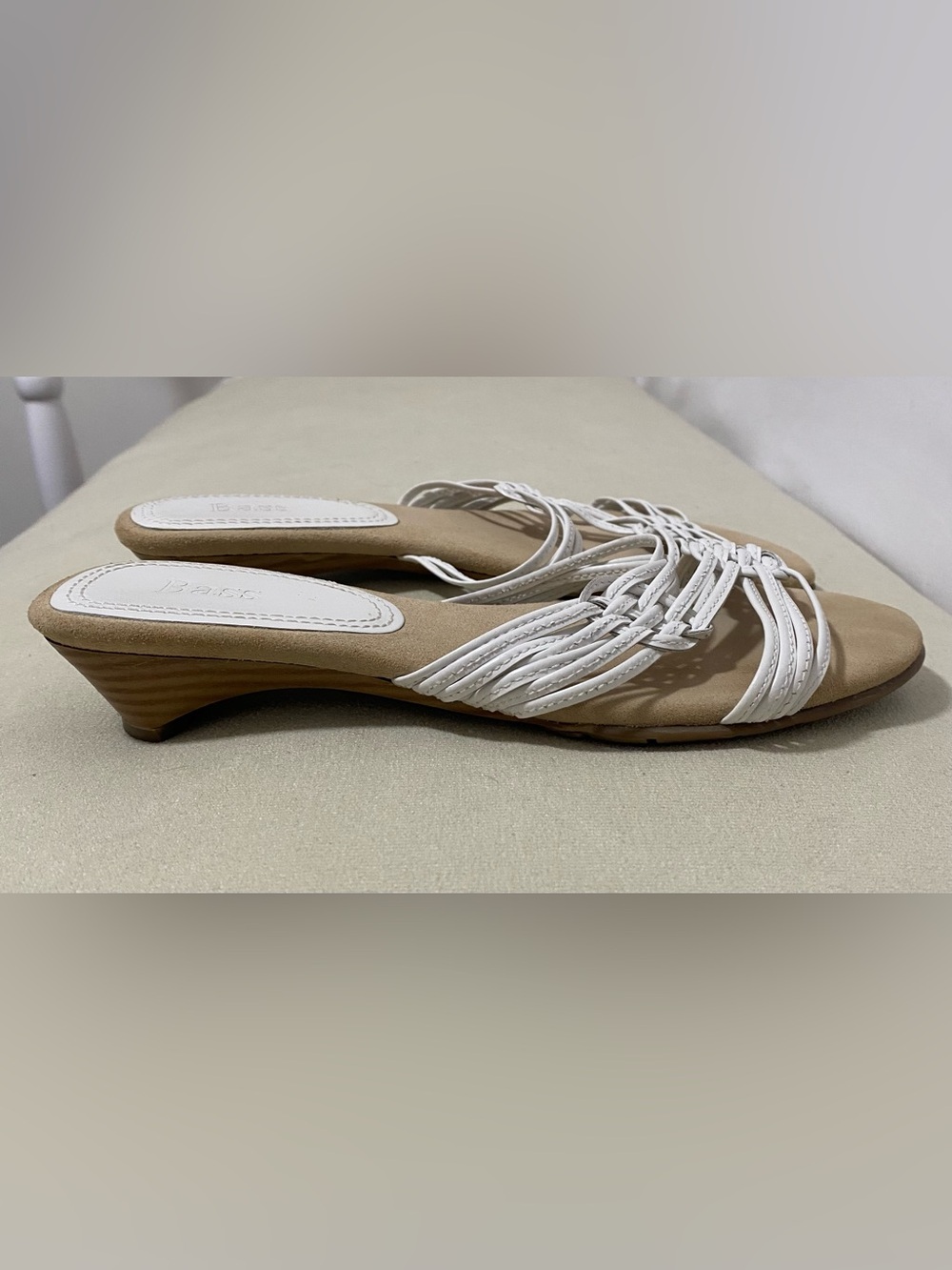Bass White Braided-Strap Flat Sandals